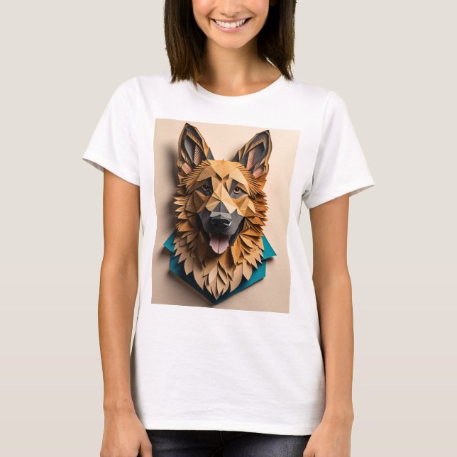 Camiseta de diseño de arte de papel 3D de Shepherd (Anverso)