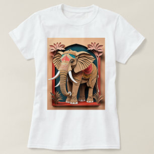 Camiseta de diseño de arte de papel 3D para elefan