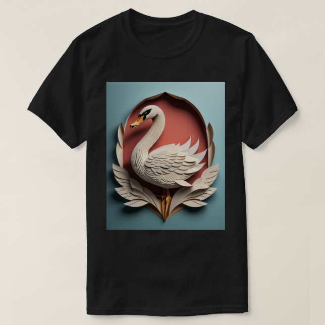 Camiseta de diseño de arte de papel de cisne (Diseño del anverso)