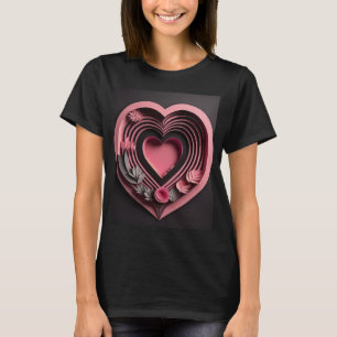 Camiseta de diseño de arte de papel en 3D de coraz