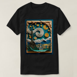 Camiseta de diseño de arte en papel 3D de Gogh