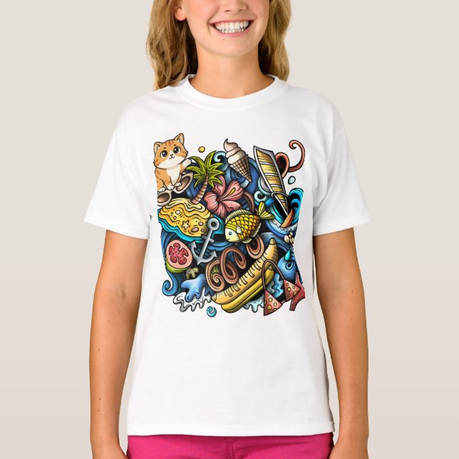 Camiseta de diseño de bolso de playa de verano (Anverso)