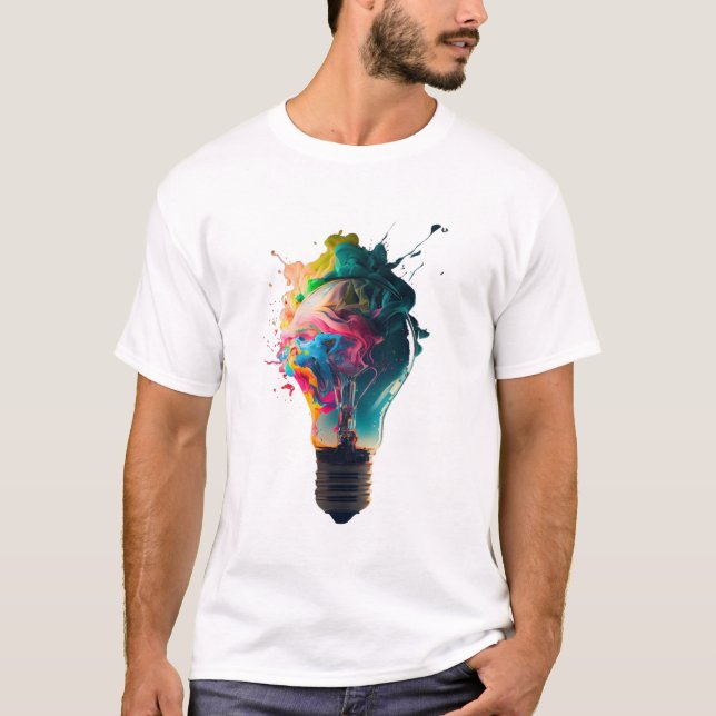 Camiseta de diseño de bombilla colorida (Anverso)