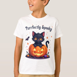 Camiseta de diseño de calabaza de kitten de Hallow