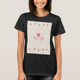 Camiseta de diseño de corazón de pájaros de amor l