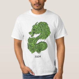 camiseta de diseño de dragón de madera verde