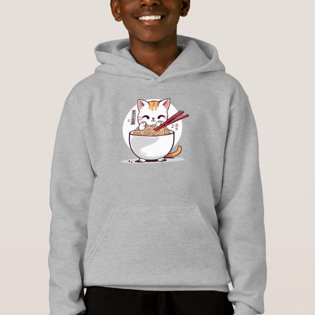 Camiseta de diseño de fideos para consumo de gato  (Anverso)