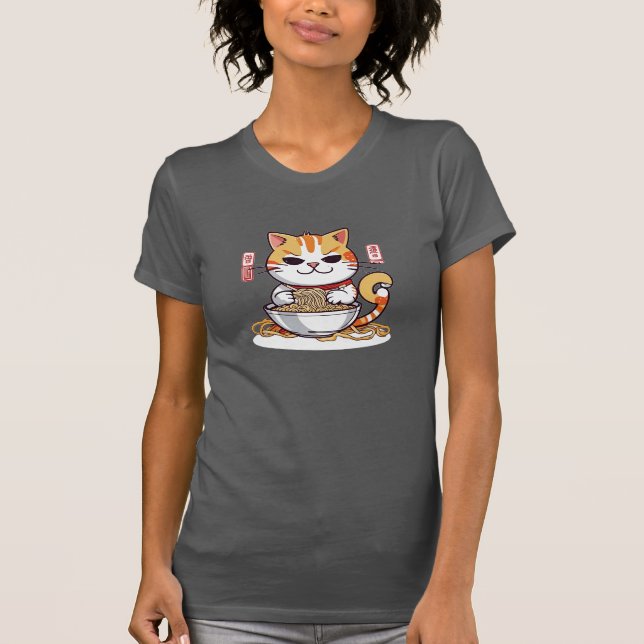 Camiseta de diseño de fideos para consumo de gato  (Anverso)