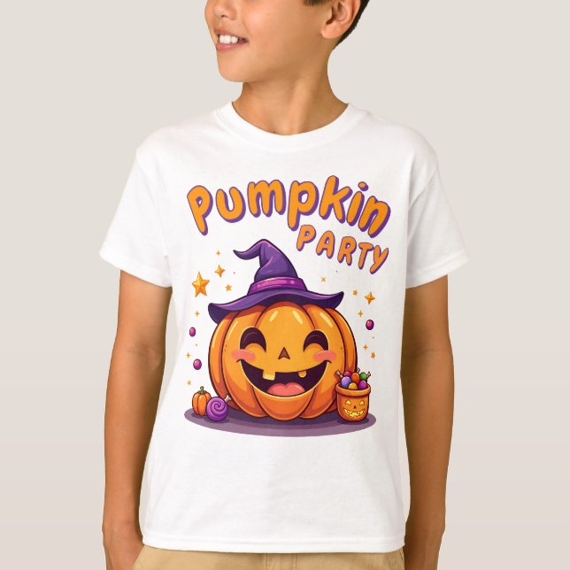 Camiseta de diseño de fiesta de calabaza de Hallow (Anverso)