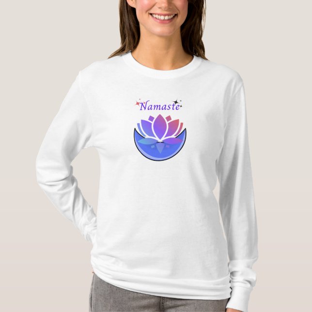 Camiseta de diseño de flores de loto de bonito y l (Anverso)