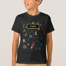 Camiseta de diseño de galaxia con cohete y estrell