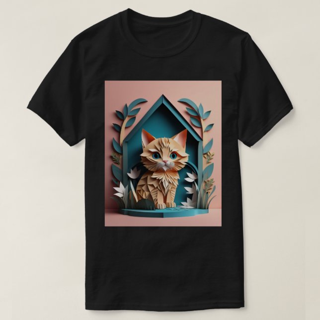 Camiseta de diseño de gatitos de papel 3D (Diseño del anverso)