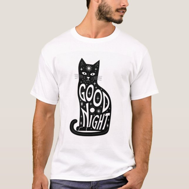 Camiseta de diseño de gato de Buenas Noches (Anverso)