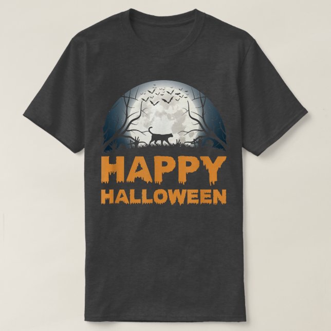 Camiseta de diseño de gato lunar de Halloween para (Diseño del anverso)