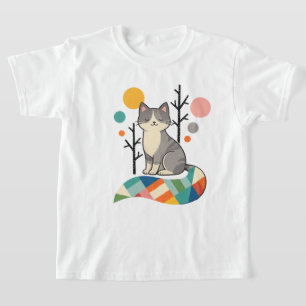Camiseta de diseño de gato minimalista