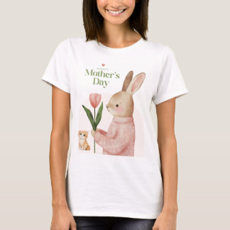 camiseta de diseño de gato y conejo