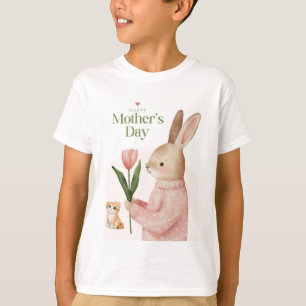 Camiseta de diseño de gato y conejo