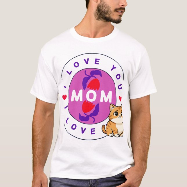 camiseta de diseño de gato y mamá (Anverso)