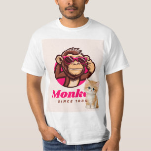 Camiseta de diseño de gato y mono adorables para a