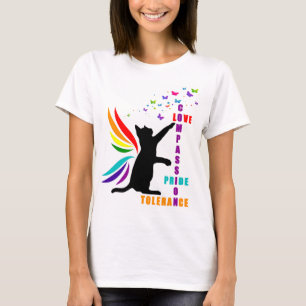 Camiseta de diseño de gatos y mariposa del orgullo