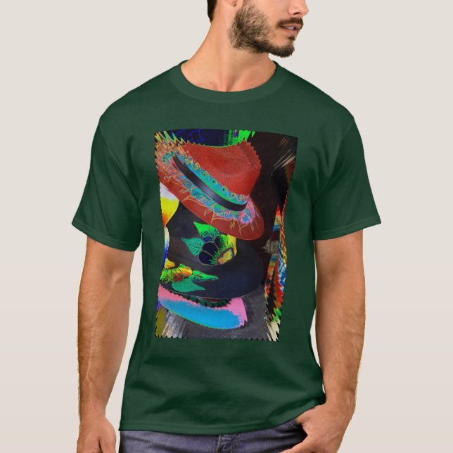 Camiseta de diseño de gorra abstracto de neón mult (Anverso)