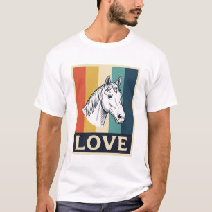 Camiseta de diseño de grabado retro amor caballo v