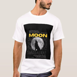 Camiseta de diseño de lobo y luna
