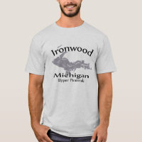 Camiseta de diseño de mapa de Michigan de Ironwood