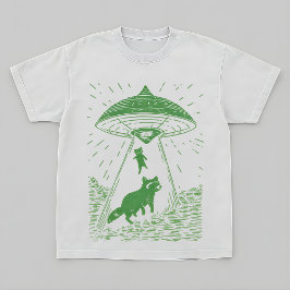 Camiseta de diseño de mapache OVNI del bosque cósm