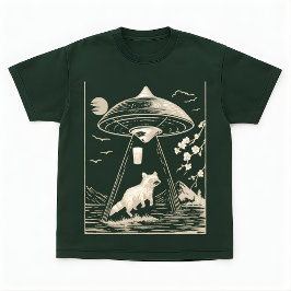 Camiseta de diseño de mapache OVNI del bosque cósm