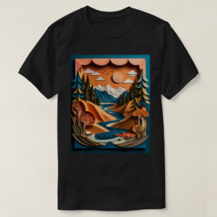 Camiseta de diseño de paisajes montañosos de papel