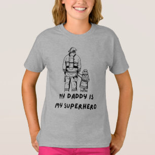 Camiseta de diseño de papá e hija del bombero