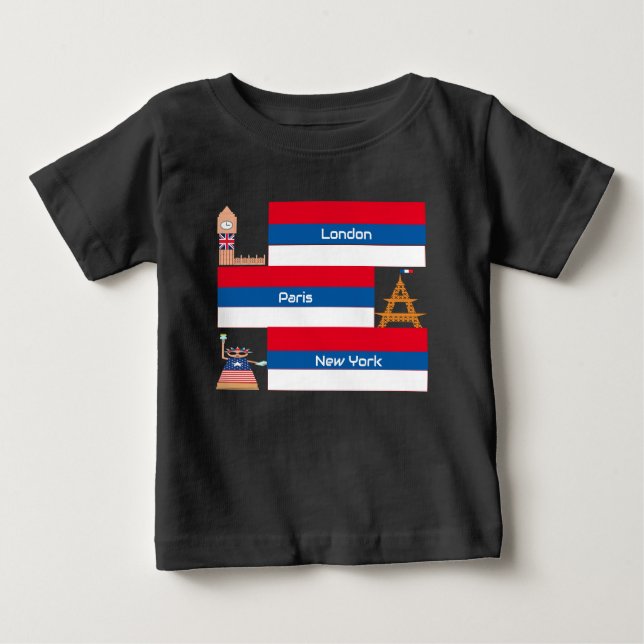 Camiseta de diseño de París y Nueva York en Londre (Anverso)