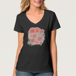 Camiseta de diseño de Rosa de época para mujeres
