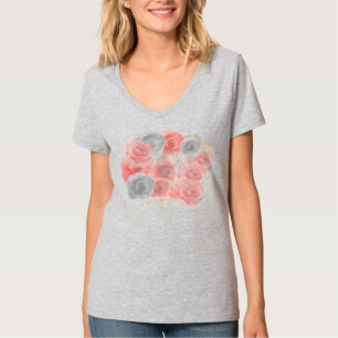 Camiseta de diseño de Rosa de época para mujeres