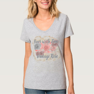 Camiseta de diseño de rosa vintage para mujeres