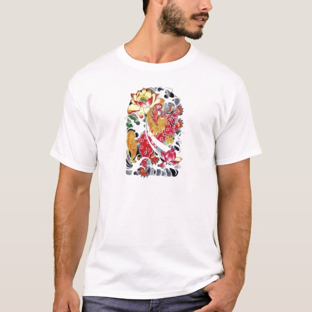 Camiseta de diseño de tatuaje de Foo y Lotus (Anverso)