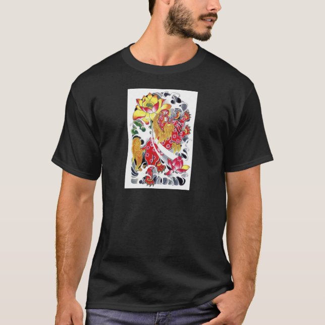 Camiseta de diseño de tatuaje Foo & Lotus (Anverso)