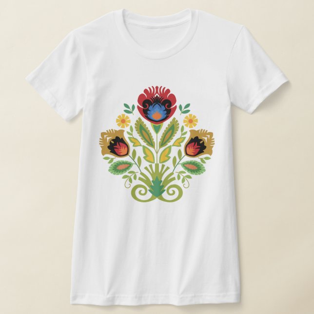 Camiseta de diseño floral oscuro de papel rojo pol (Distribución)