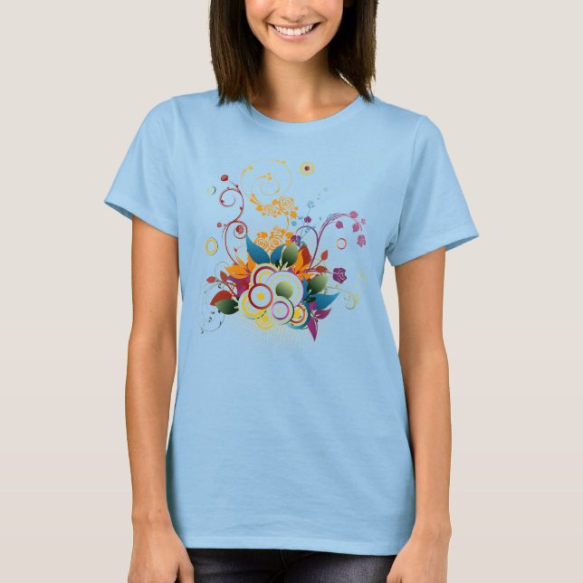 Camiseta de diseño floral vectorial (Anverso)