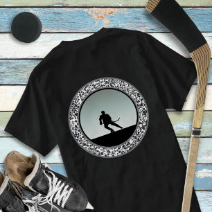 Camiseta de diseño redondo blanco y negro de guija
