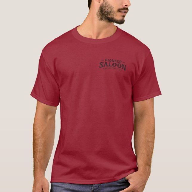 Camiseta de diseño "Sunset" de Pioneer Saloon (Anverso)