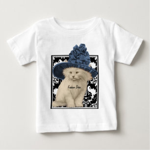 Camiseta de Diva de Gorra azul de gato bonito