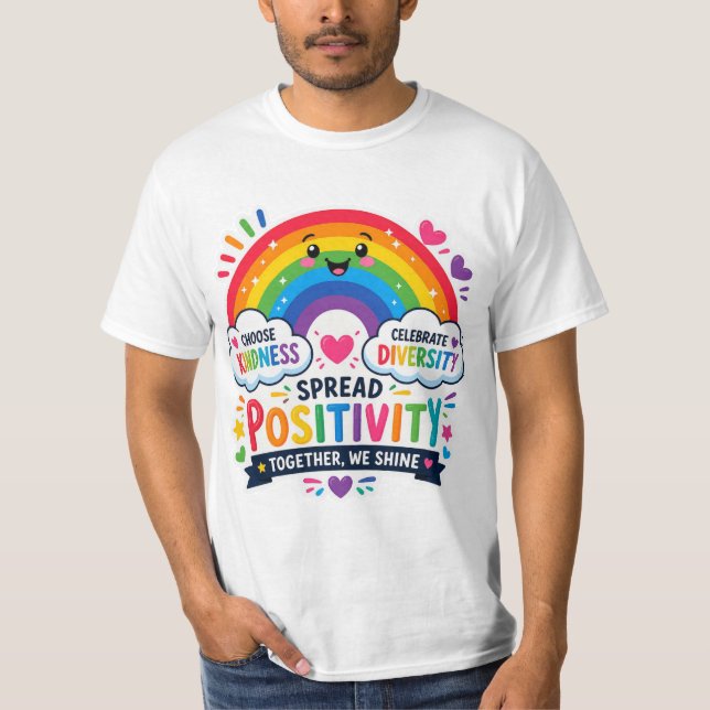 Camiseta de Diversidad y Positividad Arcoíris Aleg (Anverso)