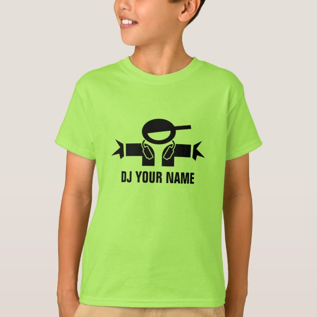 Camiseta de DJ de la verde lima de Personalizable (Anverso)