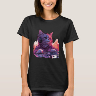 Camiseta de DJ Gato Cool, Camiseta Divertida de Ga