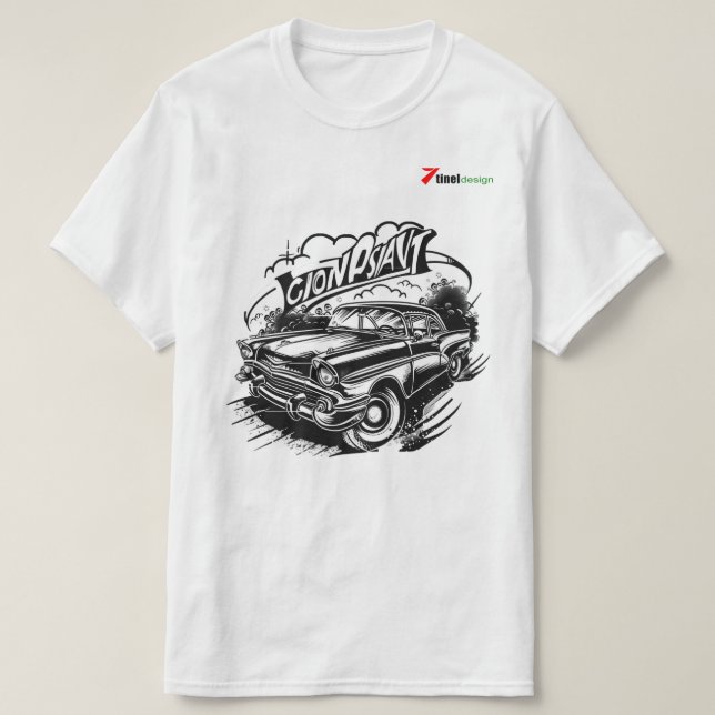 Camiseta de doble cara con gráfico de coche clásic (Diseño del anverso)