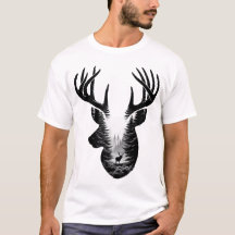 Camiseta de doble exposición con silueta de bosque