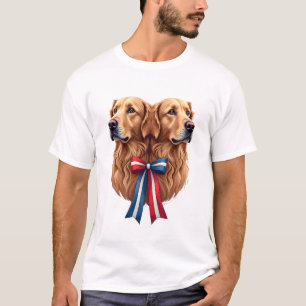 Camiseta de doble retrato patriótico de Golden Ret