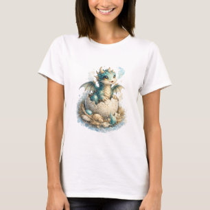 Camiseta de dragón bebé lindo saliendo del huevo